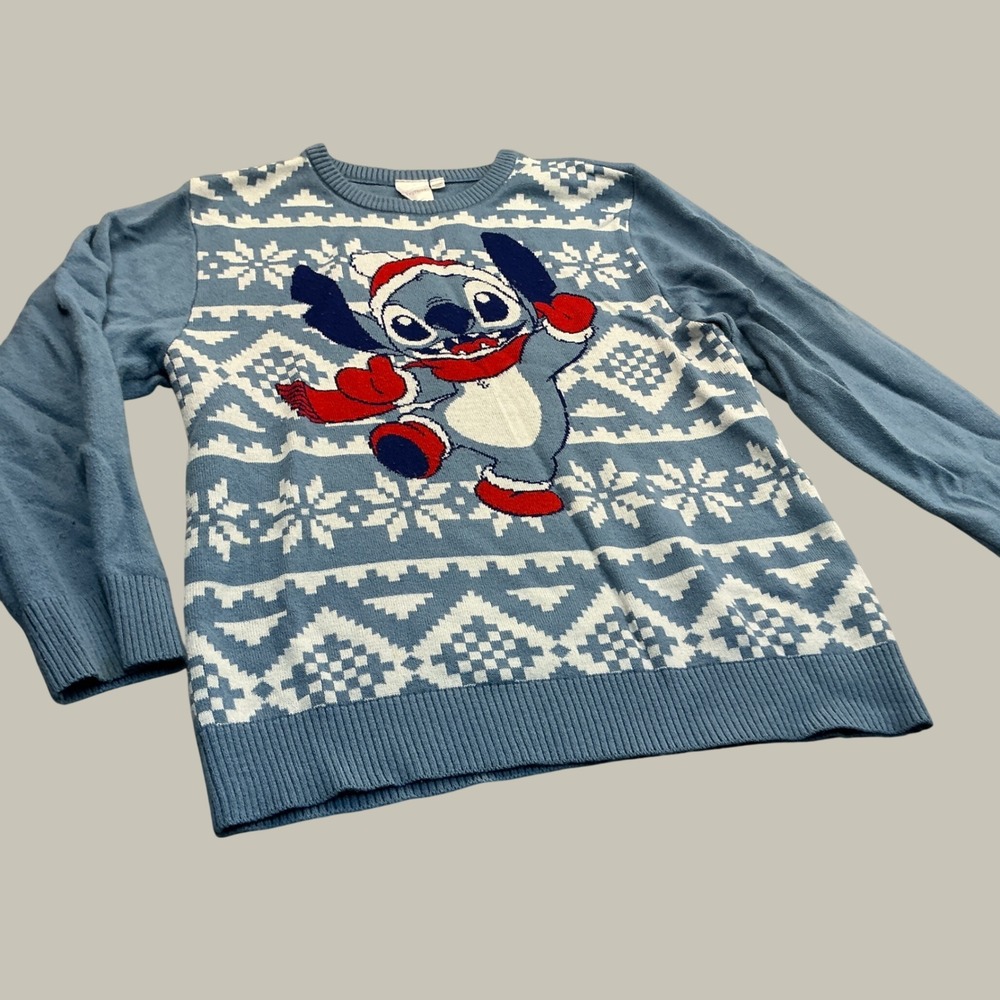 Disney Stitch Holiday Sweater Fair Isle Christmas Blue XXL Festive Knit